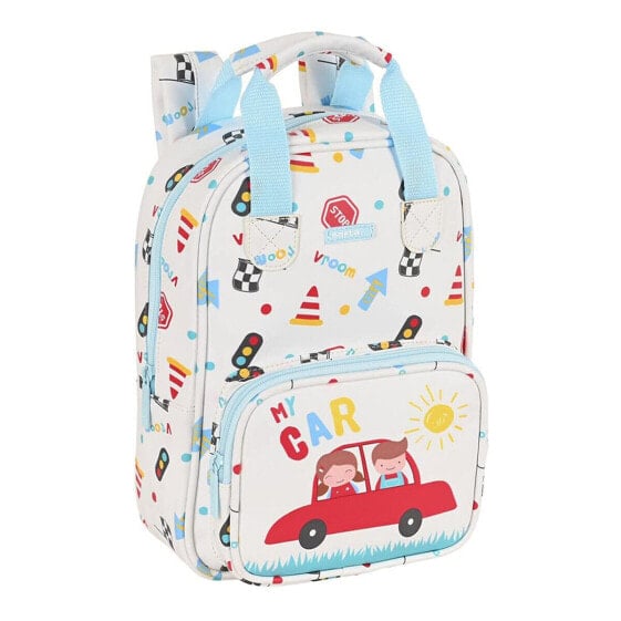 Школьный рюкзак Safta My car Белый Разноцветный 20 x 28 x 8 cm