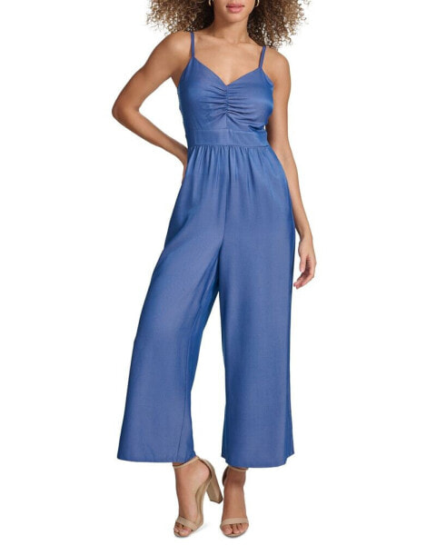 Women's Chambray Ruched Jumpsuit