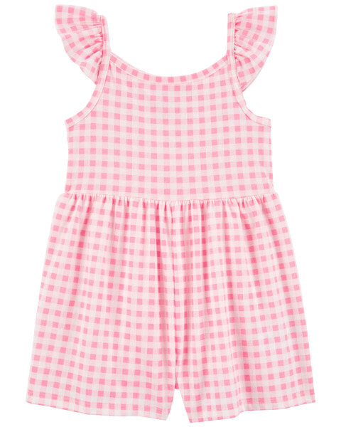 Toddler Gingham Cotton Romper 5T