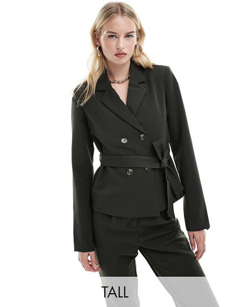 Vero Moda Tall tailored belted jacket co-ord in khaki