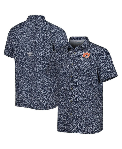 Men's Navy Auburn Tigers Super Slack Tide Omni-Shade Team Button-Up Shirt