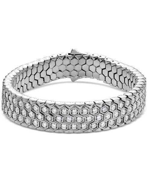 Men's Black Cubic Zirconia Hexagon Set Multirow Link Bracelet (Also in White Cubic Zirconia)