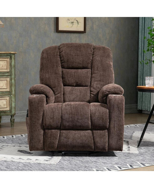 Large Power Lift Recliner Chair With Massage And Heat For Elderly, Overstuffed Wide Recliners, Heavy Duty Motion Mechanism With USB And Type C Ports, 2 Steel Cup Holders
