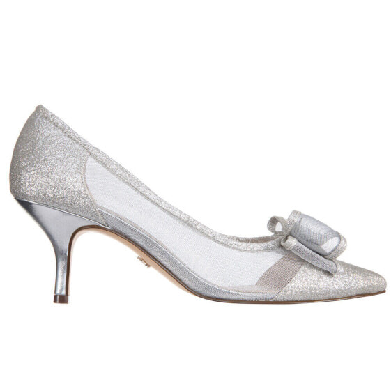 Туфли женские вечерние на низком каблуке Nina Bianca Glitter с сетчатым верхом, серебро - BIANCA.