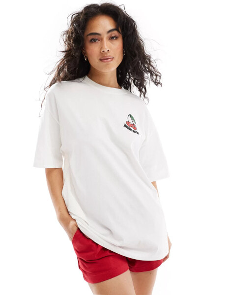 HUGO Blue oversized graphic t-shirt in white