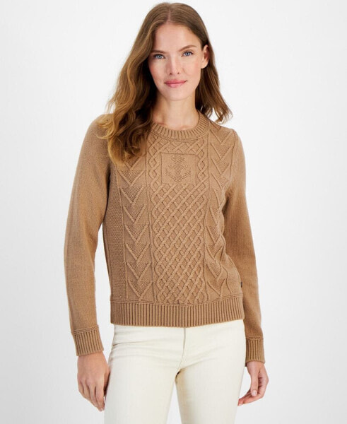 Women's Anchor Cable Knit Crewneck Sweater