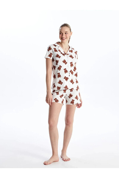 Пижама LCW Gömlek Bear Print Shorts