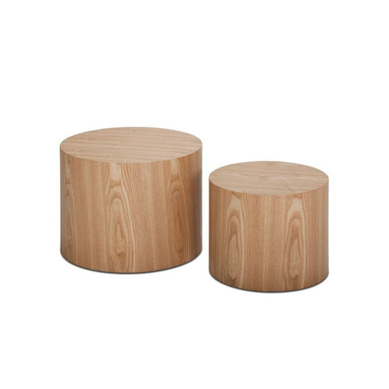 Oak veneer nesting table set, set of 2, for living room, office, bedroom