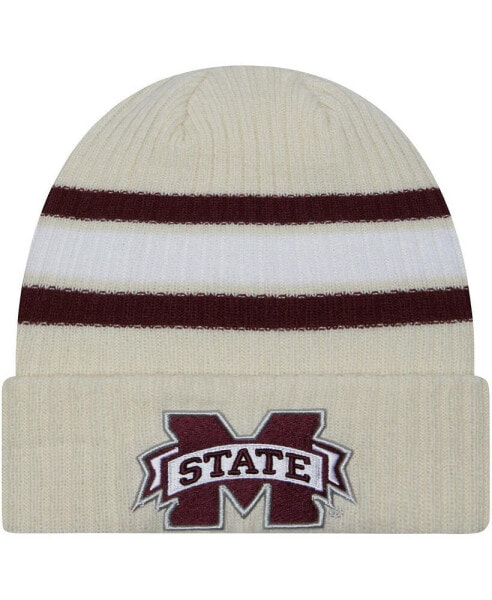 Men's Cream Distressed Mississippi State Bulldogs Vintage-Like Cuffed Knit Hat