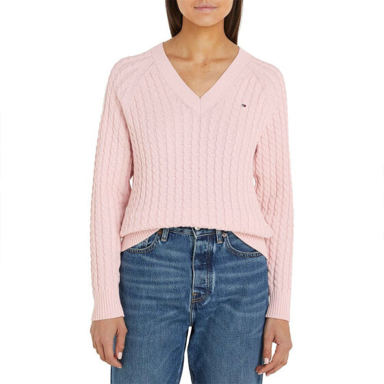 TOMMY HILFIGER Co Cable v neck sweater