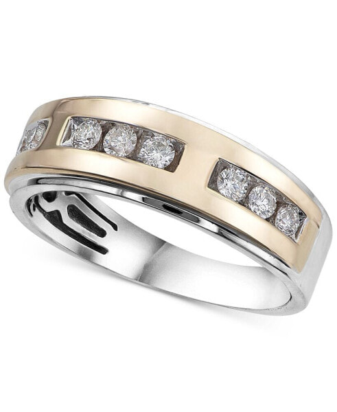 Men's Diamond Two-Tone Band (1/2 ct. t.w.) in 10k Gold & White Gold