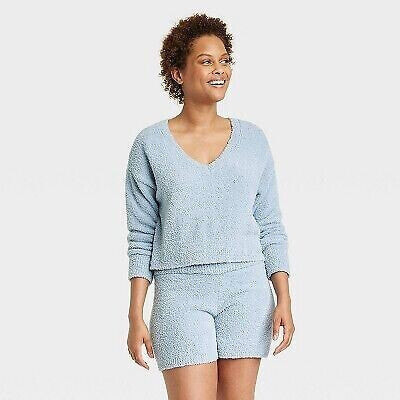Women's Cozy Yarn Pullover Sweater - Stars Above Blue XXL