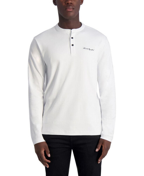 Men's Karl Lagerfeld Signature Long Sleeve Henley T-shirt