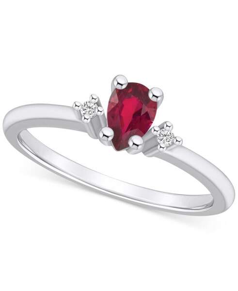 Ruby (1/2 ct. t.w.) & Diamond Accent Pear Ring in 14k Gold