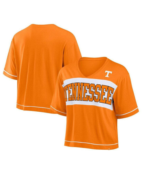 Women's Orange Tennessee Volunteers Home Team Bold Fashion Modest V-Neck Cropped T-Shirt