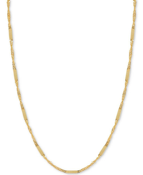 18" Flat Bar Singapore Chain Necklace (1/3mm) in 14k Gold