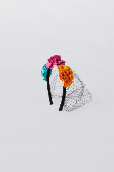 FLOWER AND MESH COSTUME HEADBAND