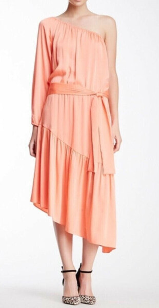 Платье с одним плечом и асимметричным подолом BCBGMAXAZRIA размер S оранжевое