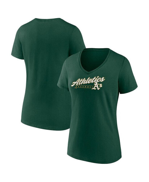 Women's Green Oakland Athletics One and Only V-Neck T-shirt