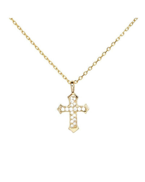 Sterling Silver 14K Gold Plated Evelyn Cross Pendant Necklace
