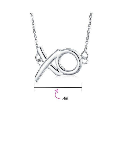 Minimalist Hugs And Kisses XO Station Pendant Necklace For Women For .925 Sterling Silver With Chain