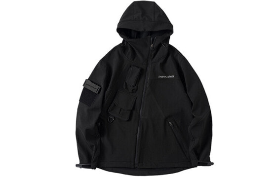 隐蔽者ENSHADOWER 斜拉链软壳 加绒连帽冲锋衣 男款 黑色 / Куртка ENSHADOWER Featured Jacket Jackets EDR-0352