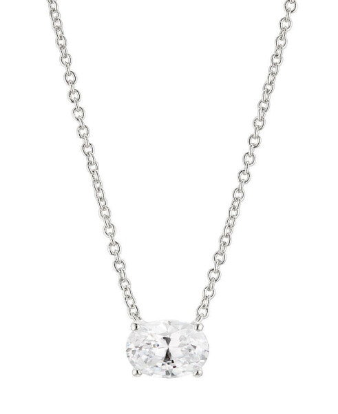 Oval Cubic Zirconia Necklace, 16" + 2" extender, Created for Macy's