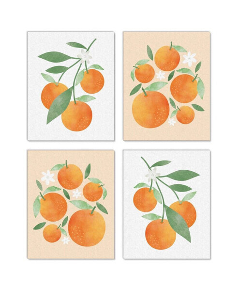 Little Clementine - Orange Citrus Linen Paper Wall Art -4 Ct Artisms - 8" x 10"