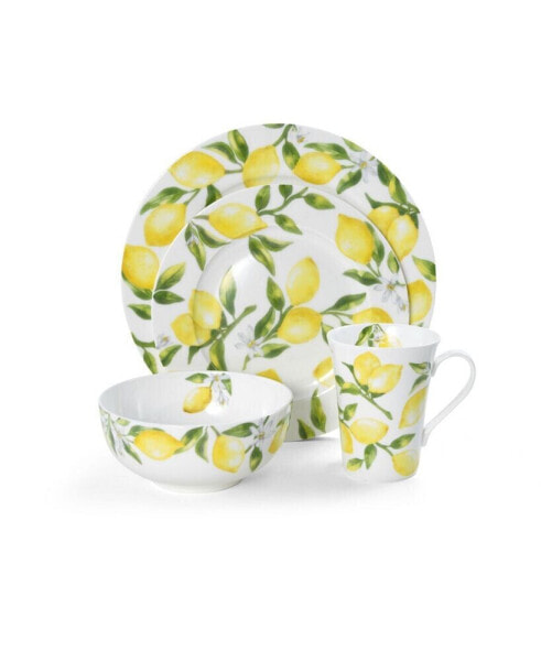 Lemons 16 Piece Dinnerware Set, Service for 4