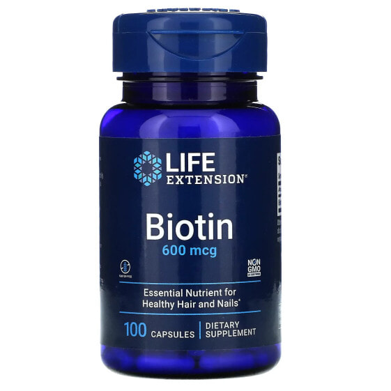 Витамины для здоровья кожи Life Extension Biotin, 600 мкг, 100 капсул