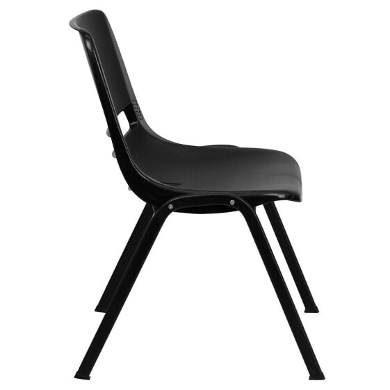 Hercules Series 661 Lb. Capacity Black Ergonomic Shell Stack Chair With Black Frame And 16'' Seat Height