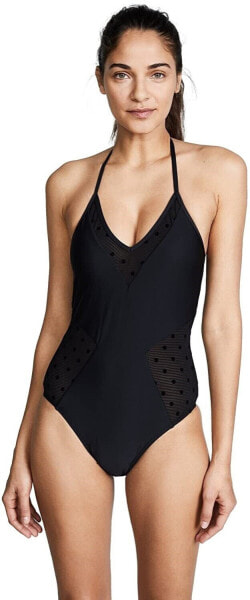 Ella Moss 262904 Women's Sheer Dot Black One Piece Swimsuit Size XS