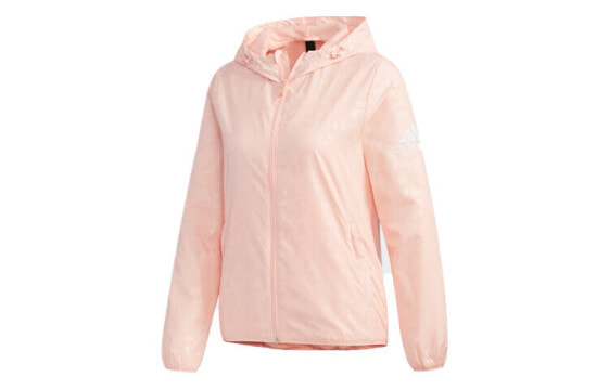 Верхняя одежда Adidas Куртка с капюшоном и цветочным рельефом Logo FM9305 розовая