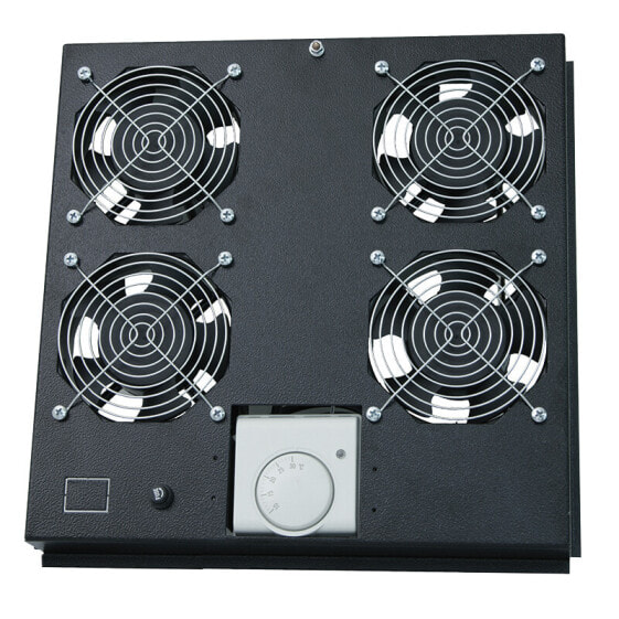 LogiLink Roof Fan Tray for Floor Standing Cabinet - Steel - Black - 4 fan(s) - 115 cfm - 363 mm - 375 mm