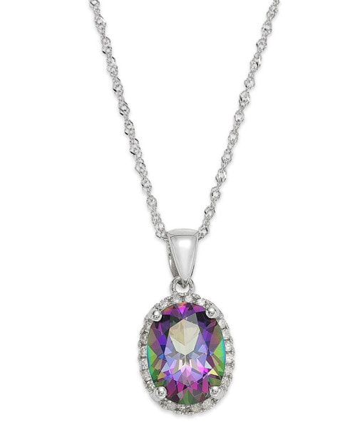 Macy's 14k White Gold Mystic Topaz (2 ct. t.w.) and Diamond Accent Pendant Necklace