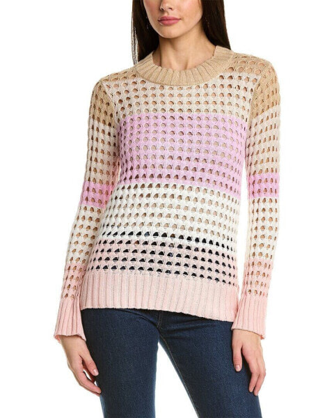 Wispr Pointelle Stripe Silk-Blend Sweater Women's