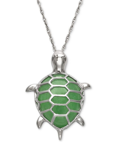 Macy's dyed Jade Turtle Pendant Necklace in Sterling Silver