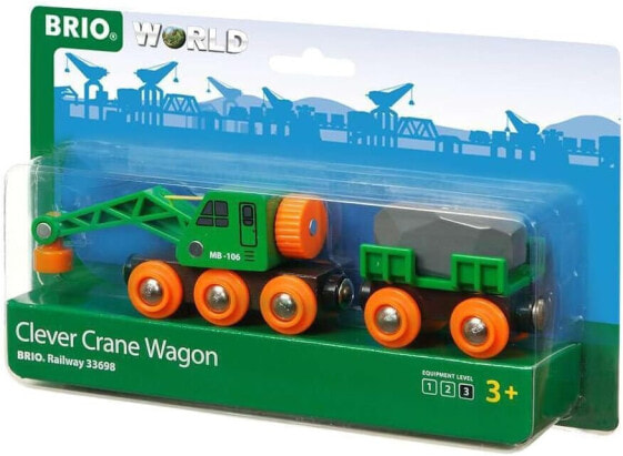 BRIO Bahn 33698 - Green Crane Truck with Trailer and Cargo, White & Train 33577 - Car Transporter with Ramp
