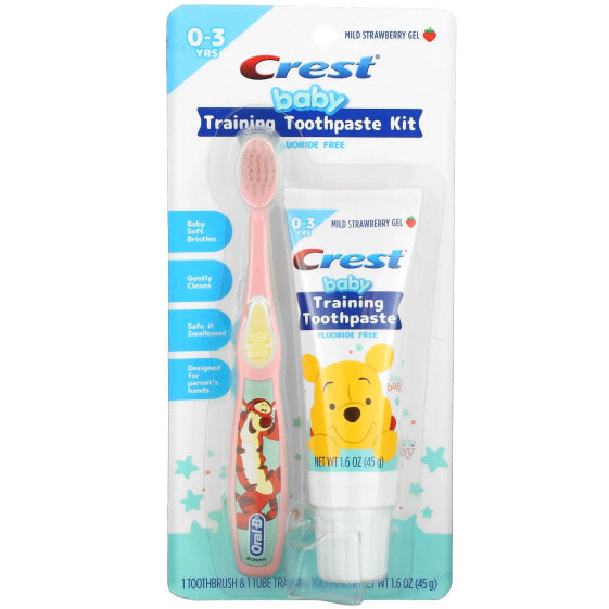 Baby Training Toothpaste Kit, Soft, 0-3 Years, Winnie the Pooh, Mild Strawberry, 1 Kit