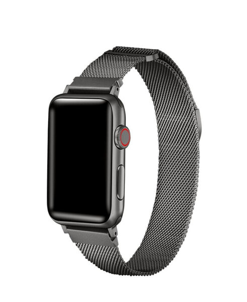 Unisex Milanese Graphite Stainless Steel Mesh 2 Piece Strap for Apple Watch Sizes - 38mm, 40mm, 41mm