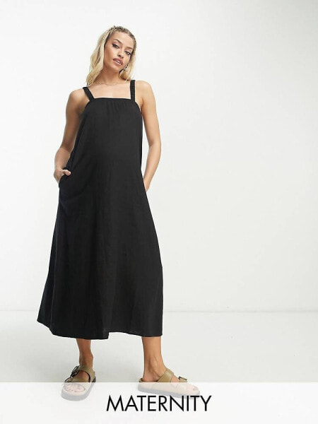 Cotton:On Maternity loose maxi dress in black