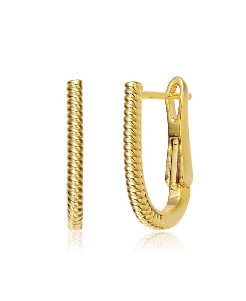 14K Gold Plated "U" Small Hoop Earrings