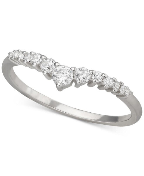 Cubic Zirconia Graduated V Ring in Sterling Silver, Created for Macy's