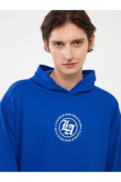 Uzun Kollu Baskılı Erkek Hoodie