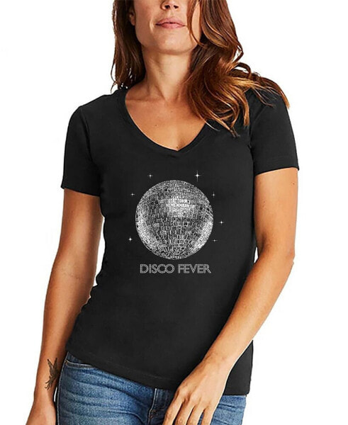 Women's Word Art Disco Ball V-Neck T-Shirt