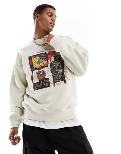 Cotton On Basquiat art print relaxed sweatshirt in ecru