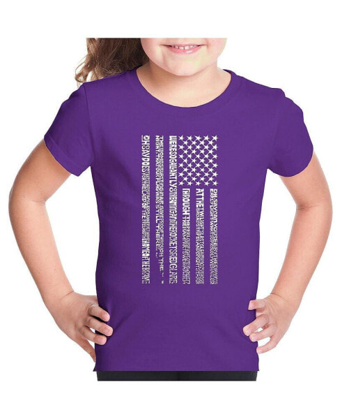 Big Girl's Word Art T-shirt - National Anthem Flag