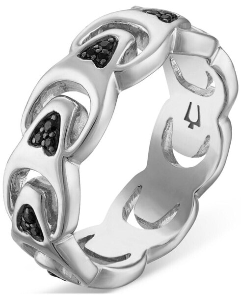 Men's Black Diamond Chain Link Motif Ring (1/5 ct. t.w.) in Sterling Silver-Plate