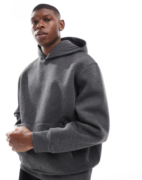 ASOS DESIGN heavyweight oversized scuba hoodie in charcoal marl