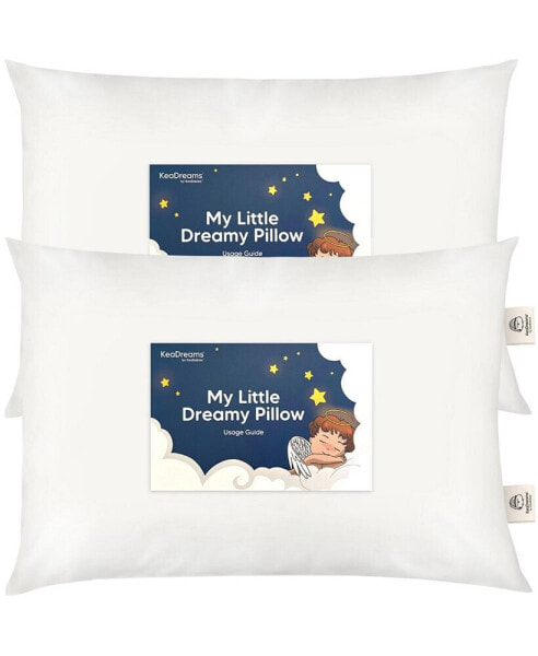 2pk Jumbo Toddler Pillow - Soft Organic Cotton Kids Pillows for Sleeping - 14X20 Travel Pillow for Kids Age 2-5